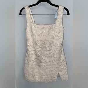 Altar'd State Ivory Sequin Tweed Dress